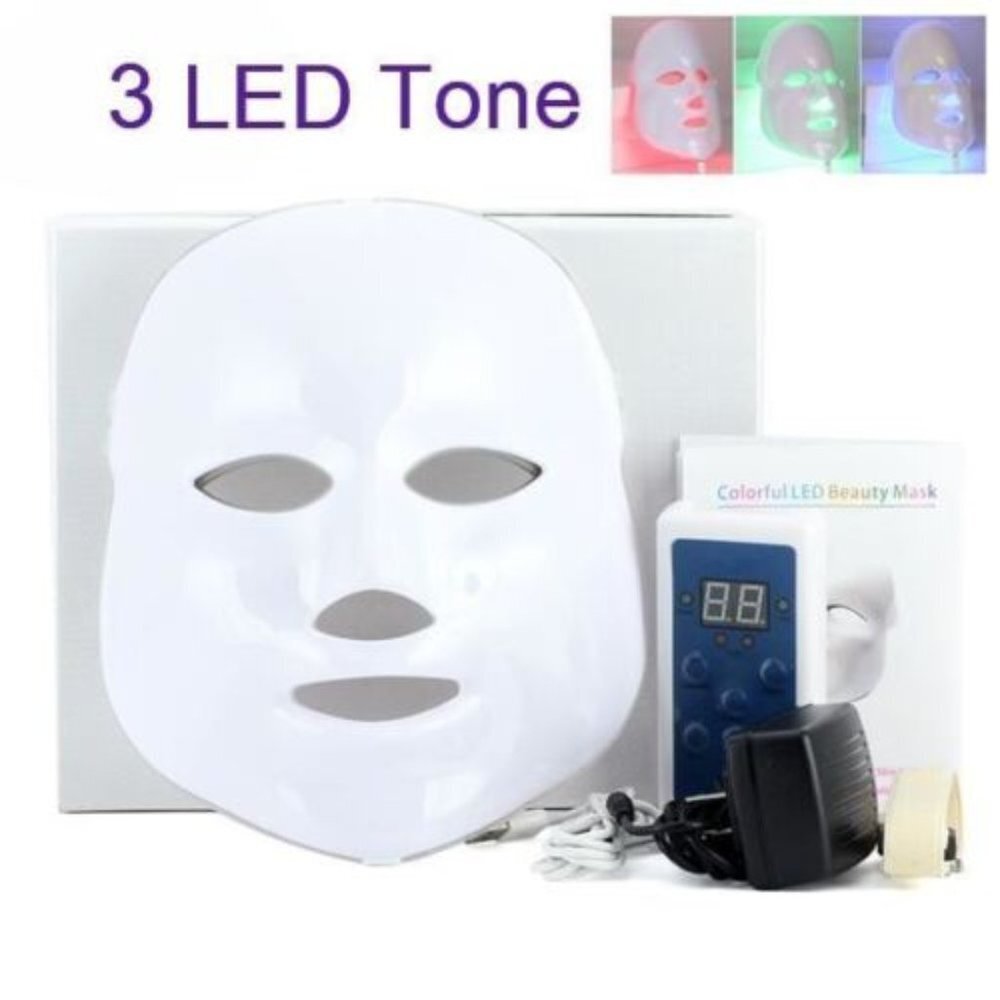 Facial Electric 3 LED Tone Mask Photon Therapy Acne Removal Face Skin Care
